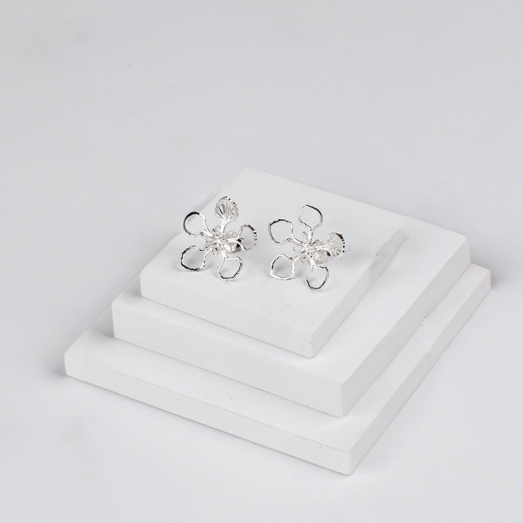 Uhani iz srebra 925 s cvetjem Gulmohar - Eleganten in Unikatno